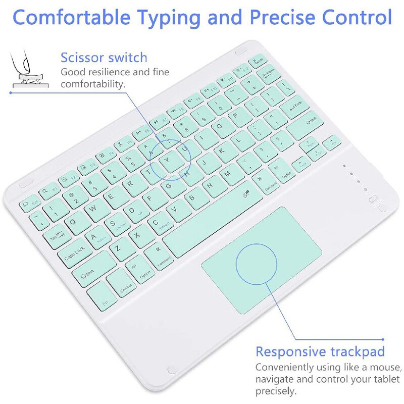 Oplaadbaar draadloos bluetooth-toetsenbord met touchpad 10m draadloos voor pc, computer, tablet, mobiele telefoon voor android, ios 13 en hoger