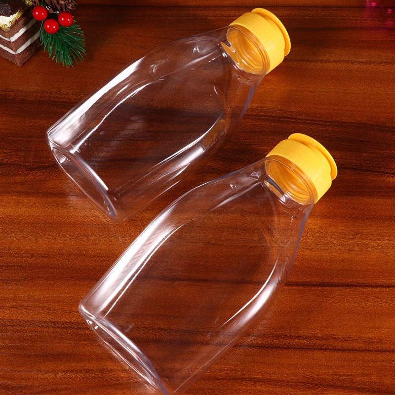 4pcs Transparent Plastic Honey Bottle Food Packaging Bottle Honey Jar With Lid Honey Bottle Jam Container Home (500g Capacity)