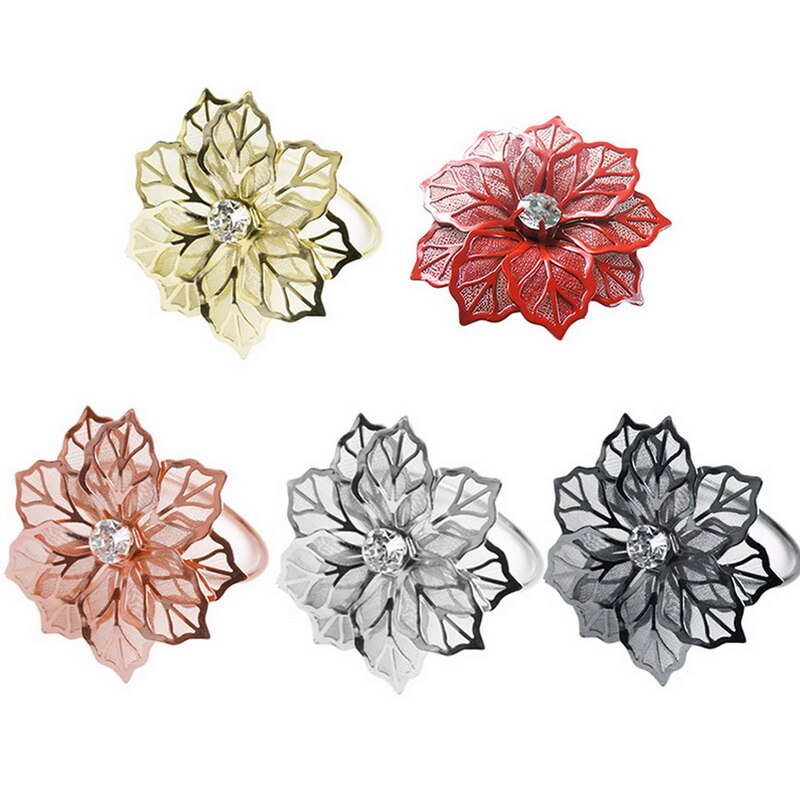 6 stk servietringe med udhulet blomst til bryllup middagsfest fødselsdage familiesammenkomster bordindretning servietholder