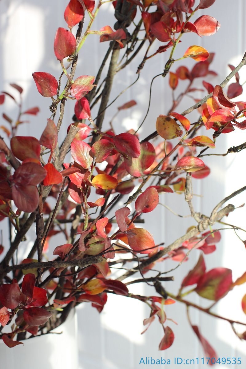 1 stk smukke kunstige røde blade plast tørret gren plante hjemme bryllup dekoration  f382