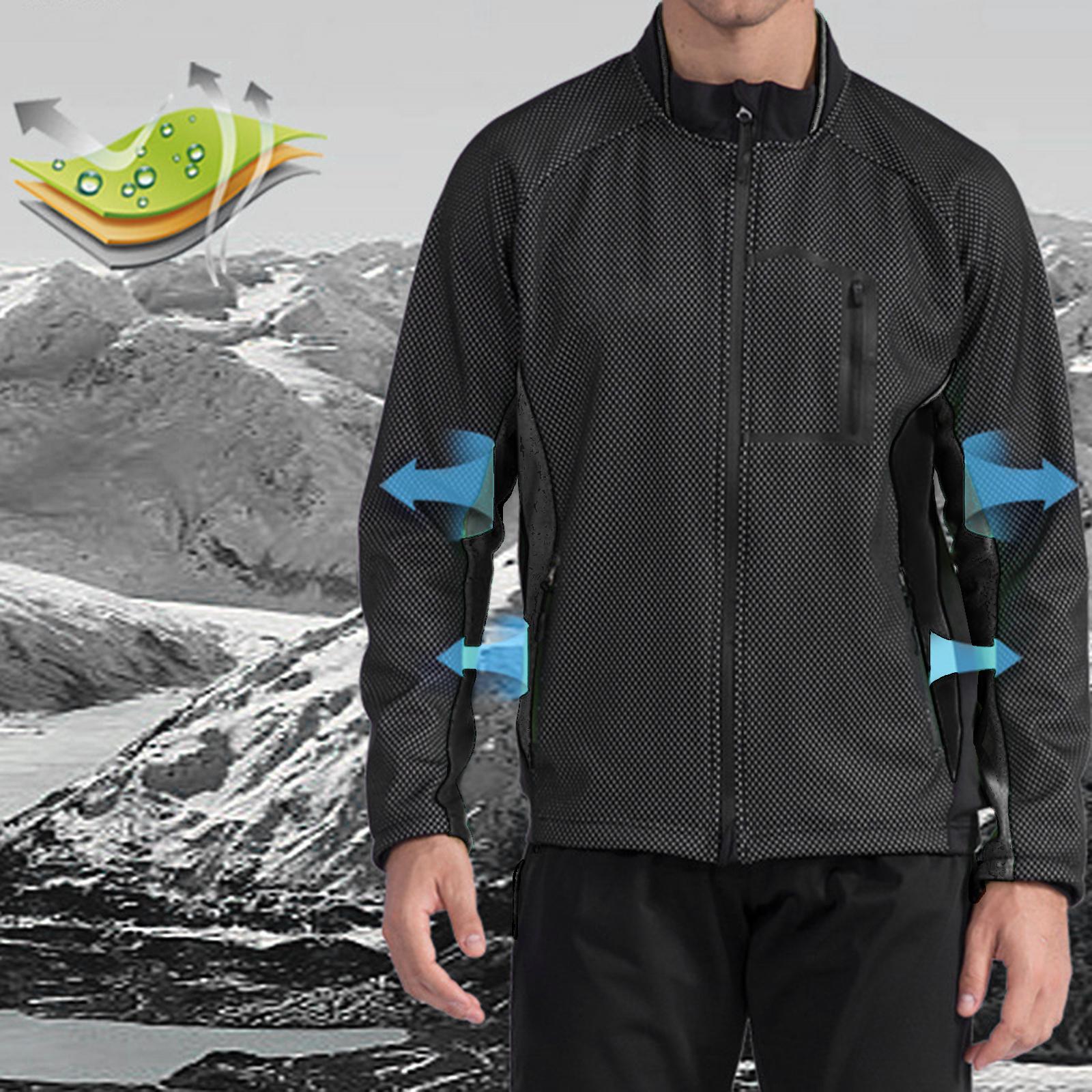Men Cycling Jacket Sportwear Softshell Reflective Fleece Lining Windbreaker