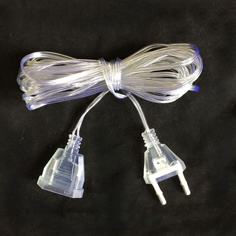 3 / 5m forlenger ledning 110-220v us / eu plugg forlenger kabel for led strenglys julekransen bryllupsfest gardinlys
