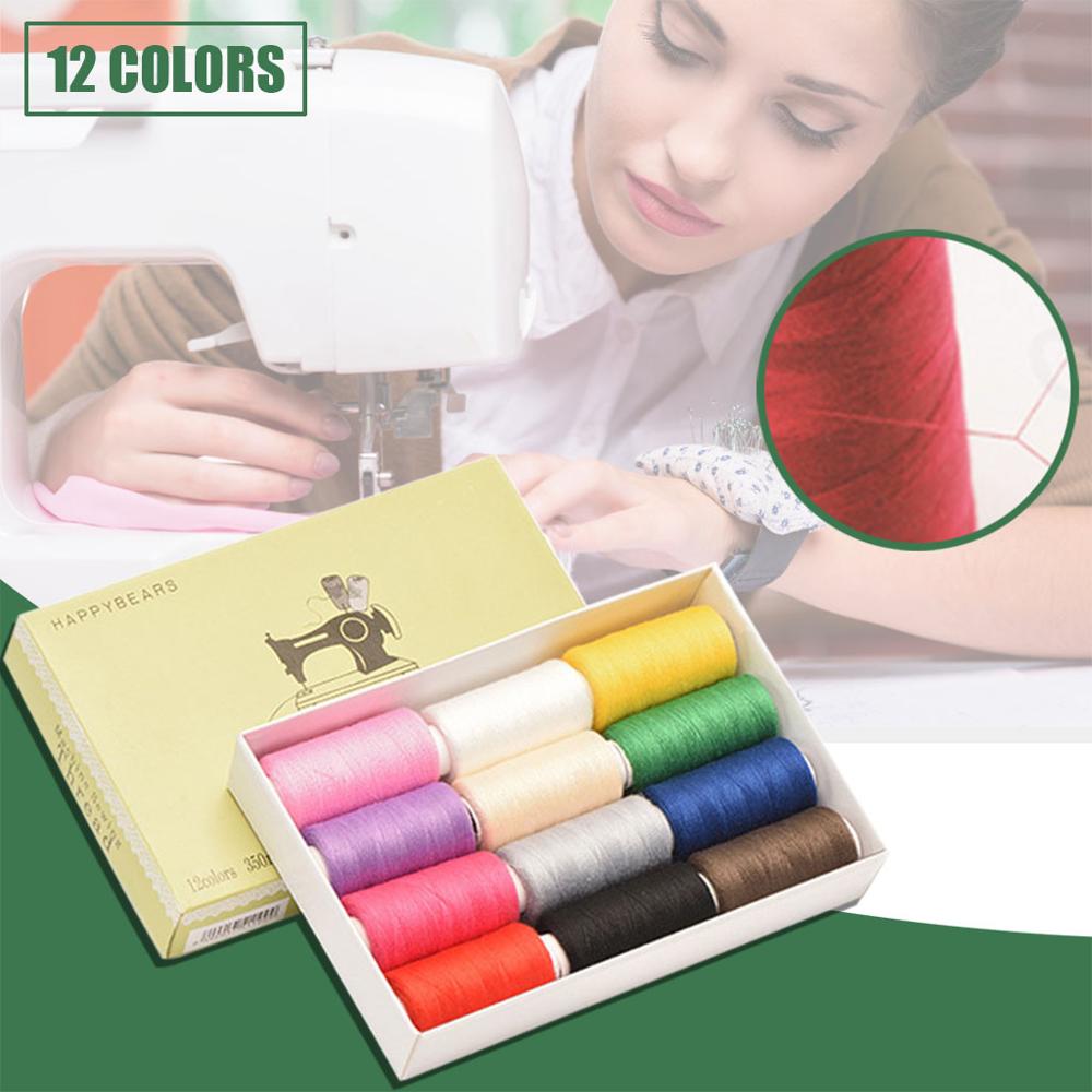 24/12PCS Color Sewing Thread Hand and Machine Thread Household Hand Stitching 150/383 Yards A Roll Sewing 5FM
