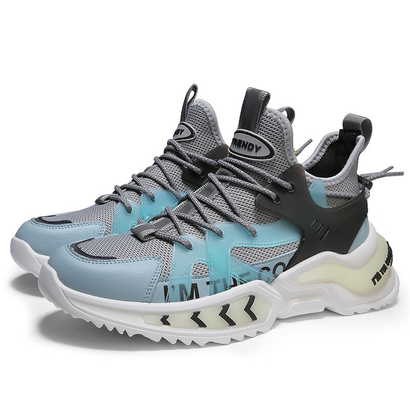 Flut Schuhe Männer Sommer Trend Schuhe Gittergewebe Sport Schuhe Erhöht Netz verrotten Papa Schuhe Sommer Atmungs männer Dämpfung Schuhe: Himmel Blau / 8