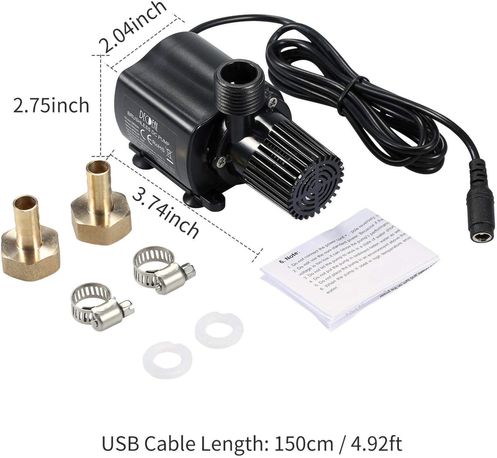 Mini Water Pump Fountain Pump Adjustable Flow Rate For Pum Pond Water Gardens Hydroponic Systems Desktop Fountain Fish Tank