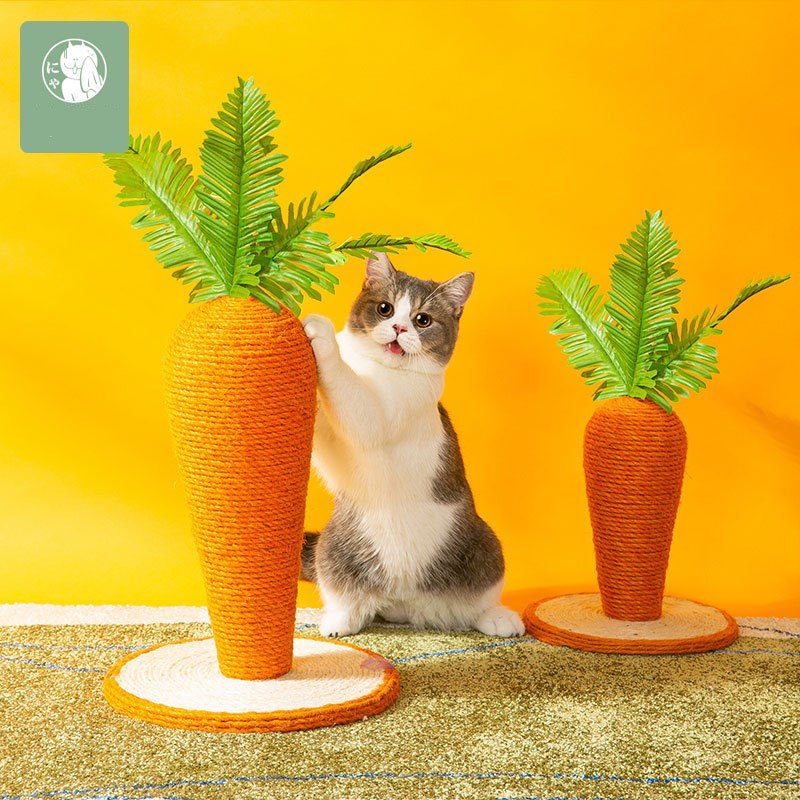 Cute Carrot Cat Scratching Post Pet Cat Tree Toy Durable Cat Scratcher Pole with Sisal Rope Cat Grinding Claw Post Pet Supplies