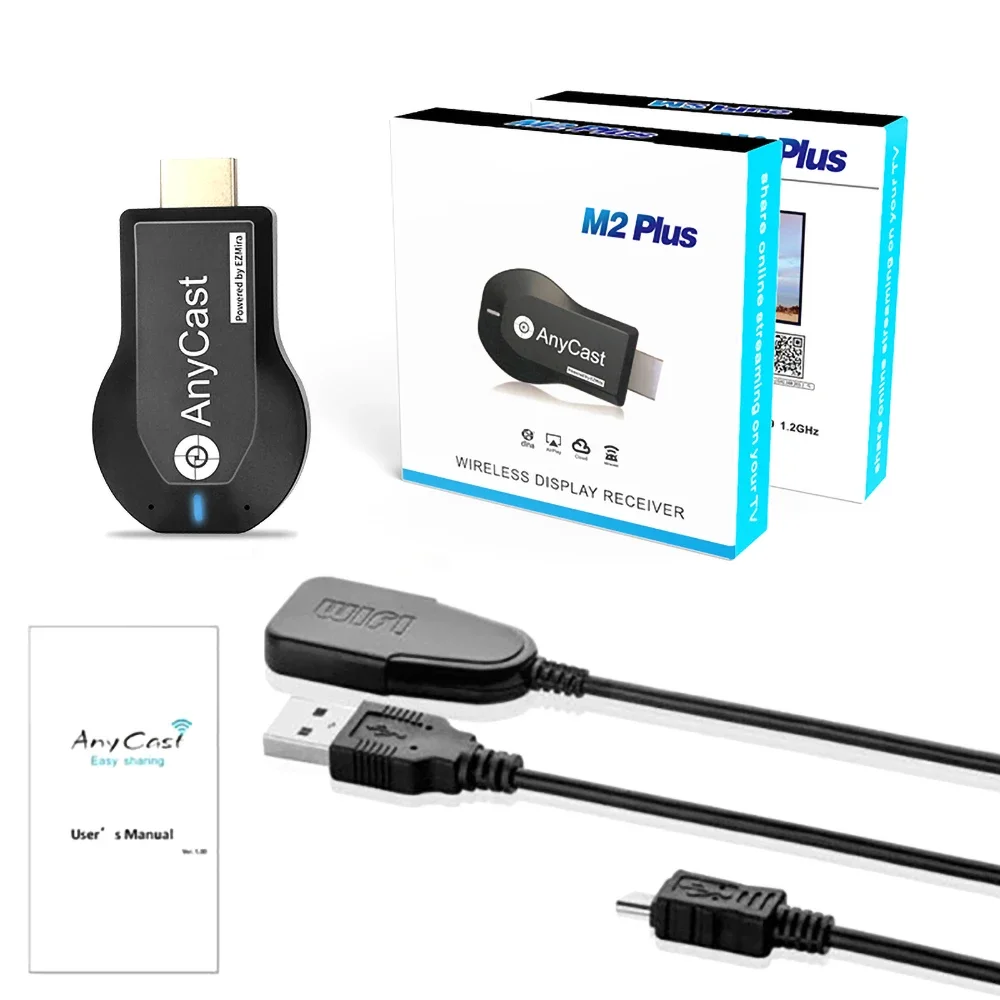Receptor Dongle de TV con pantalla WiFi inalámbrica de 1080P, compatible con HDMI, TV Stick M2 Plus para DLNA Miracast para AnyCast para Airplay: Default Title