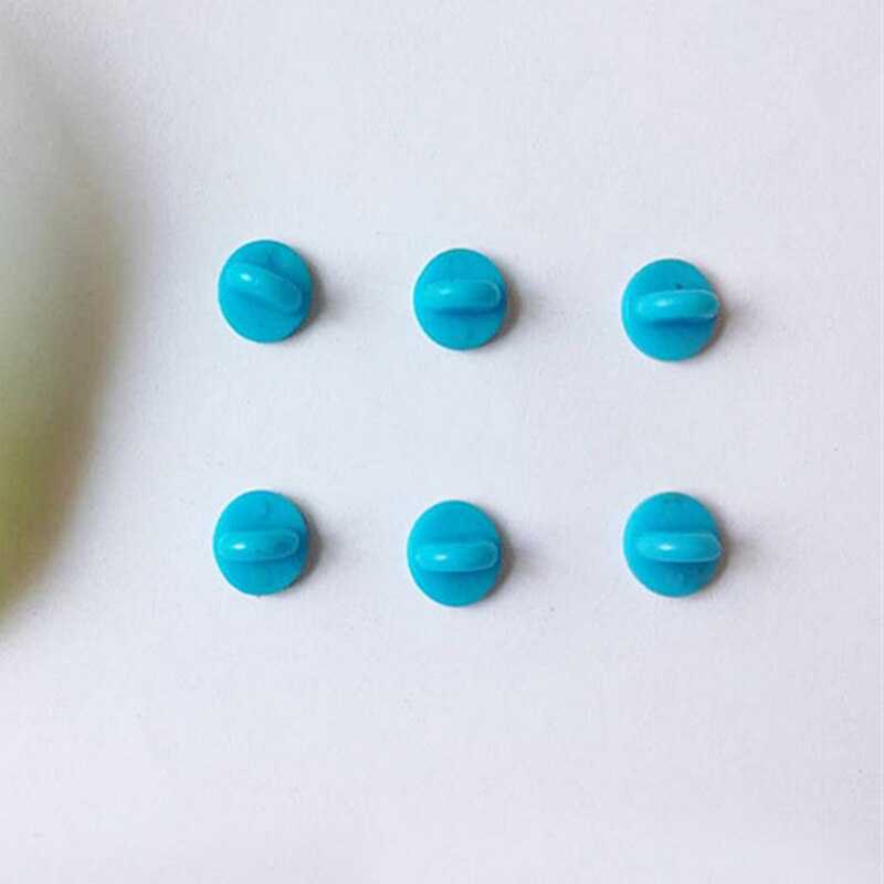 50 stuks/pak Veiligheid Broche Slot Metalen Rubber Kleurrijke Pins Terug Knop Gesp Sluitingen voor pin Broche base Sieraden Accessoires: Blue Pin Back
