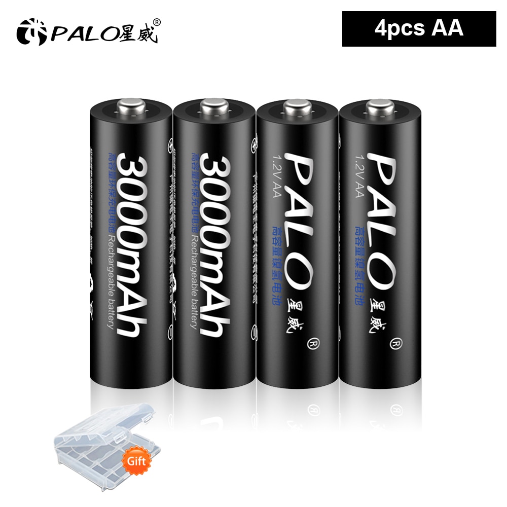 PALO AA Rechargeable battery aa 1.2v Ni-MH AA Batteries Rechargeable Battery 2A batteria for Led flashlight battery