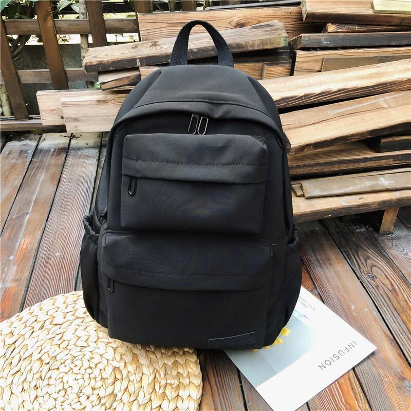 Waterproof Nylon Backpack for Women Multi Pocket Travel Backpacks Female School Bag for Teenage Girls Book Mochilas: Black