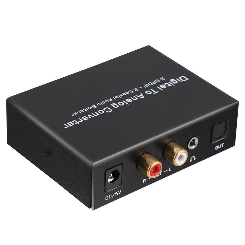 1Pc Digitale Analoge Fiber Audio Converter Audio Decoder Dual Digitale Fiber Naar Analoog Fiber Lint (Zwart, us Plug)