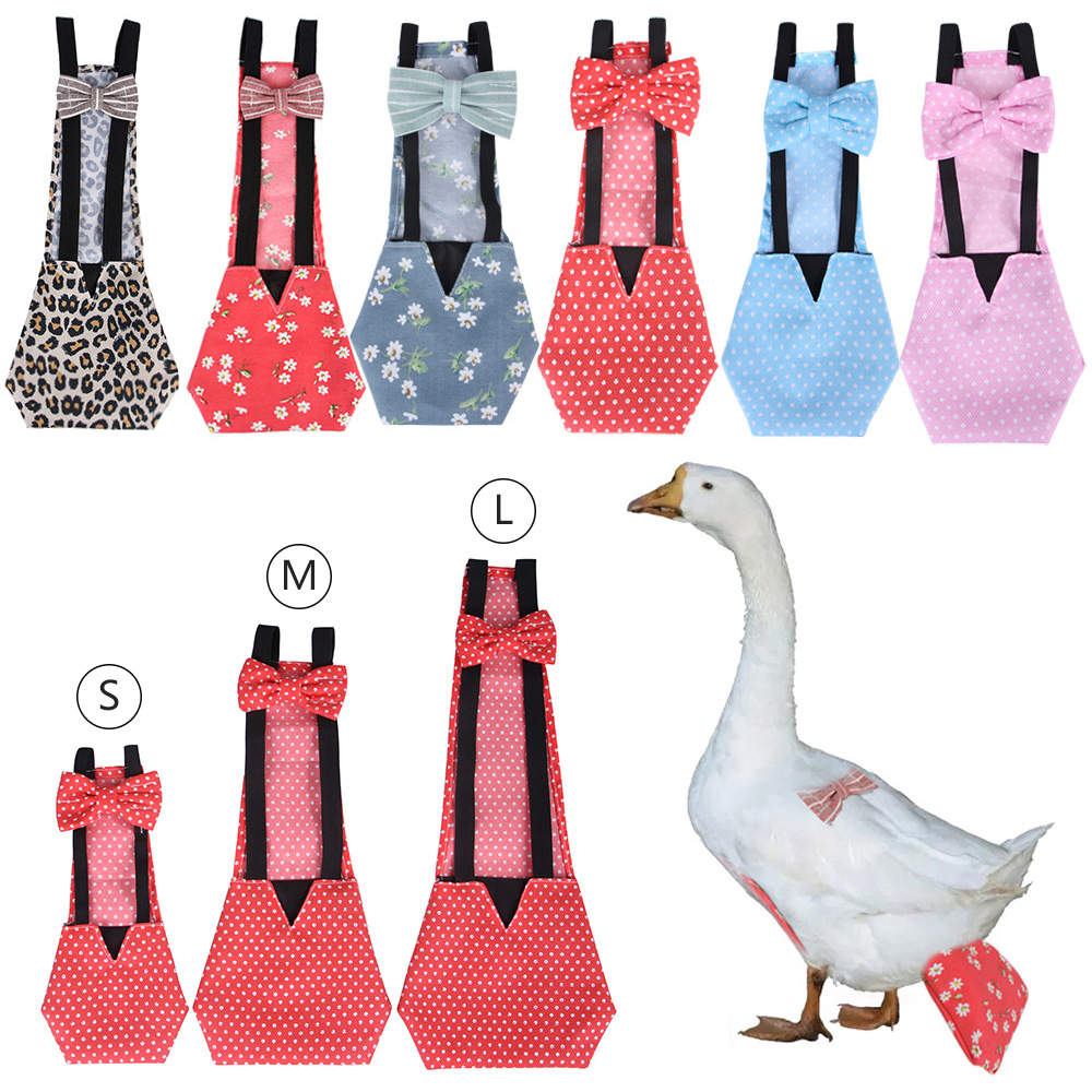S/M/L Pet Goose Diaper Hen Chicken Duck Poultry Diaper Clothes Reusable Washable Costume Diaper with Bow Knot Goose Supplies