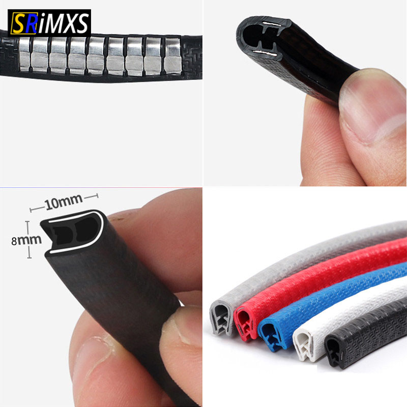 SRIMXS-tira anticolisión para puerta de coche, accesorio con disco de acero, embellecedor de parachoques, borde Protector contra arañazos, sellado, estilo, 2/5M