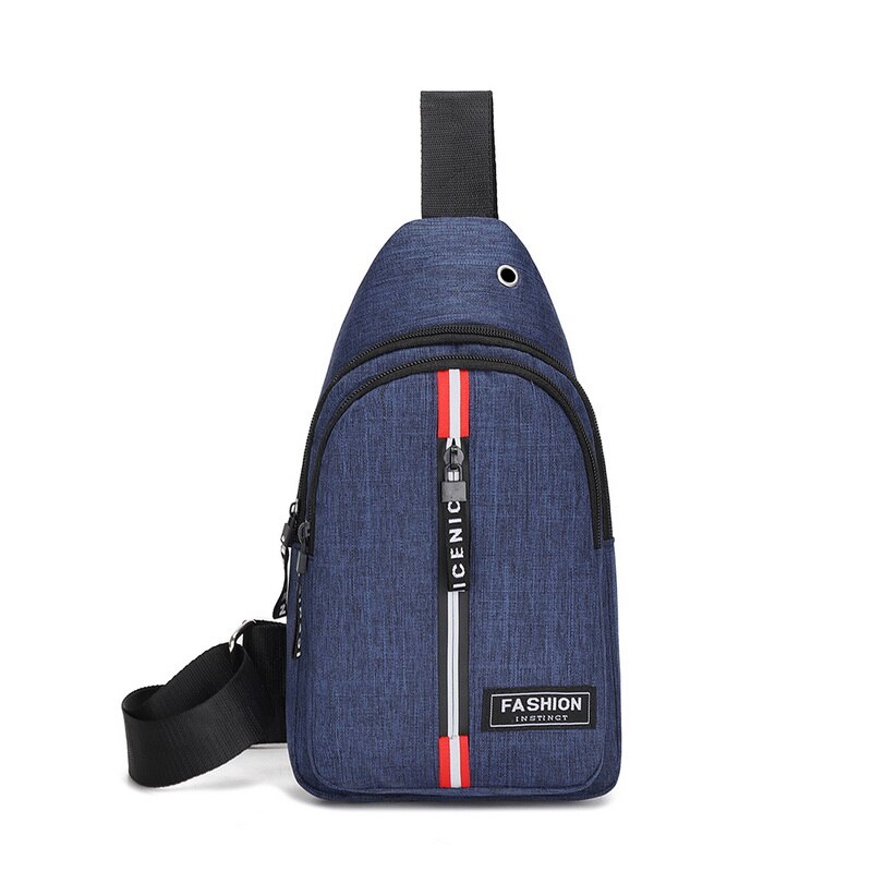Mannen Schoudertas Sling Borst Pakken Canvas Usb Opladen Sport Crossbody Handtas Mannelijke Borst Zakken Riem Taille Packs: blue 2