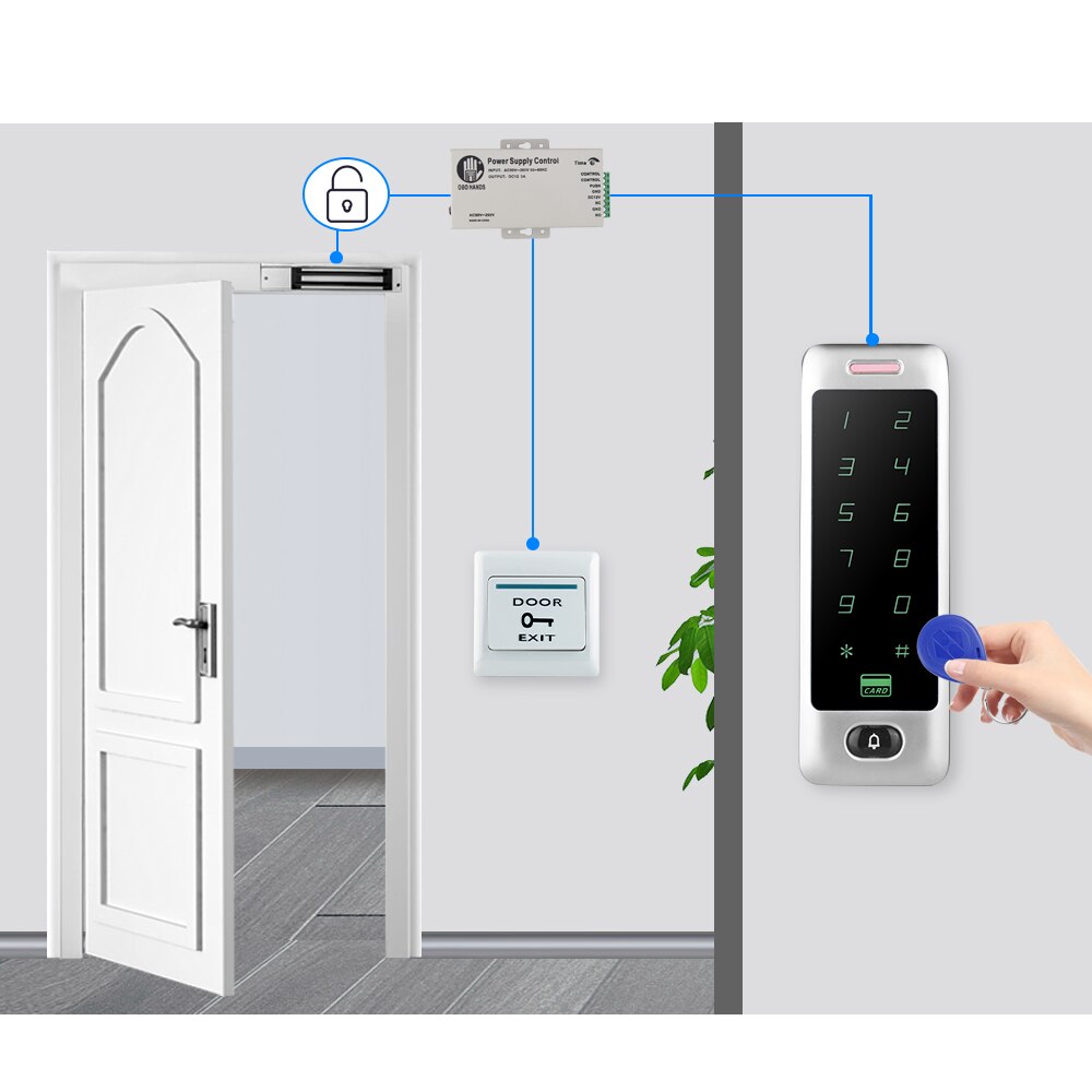 IP65 Waterdichte Metalen Rfid Keypad Access Control Reader Toetsenbord Wiegand26/34 Voor Deur Home Security System Outdoor + 10 stuks Sleutels