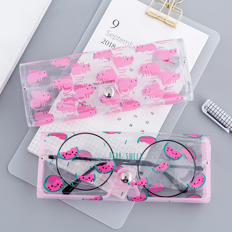 Draagbare transparante reiscosmetische tas voor dames, cartoon zonnebril, oordopjes, opbergtas voor brillen, pvc make-uptas, draagtas