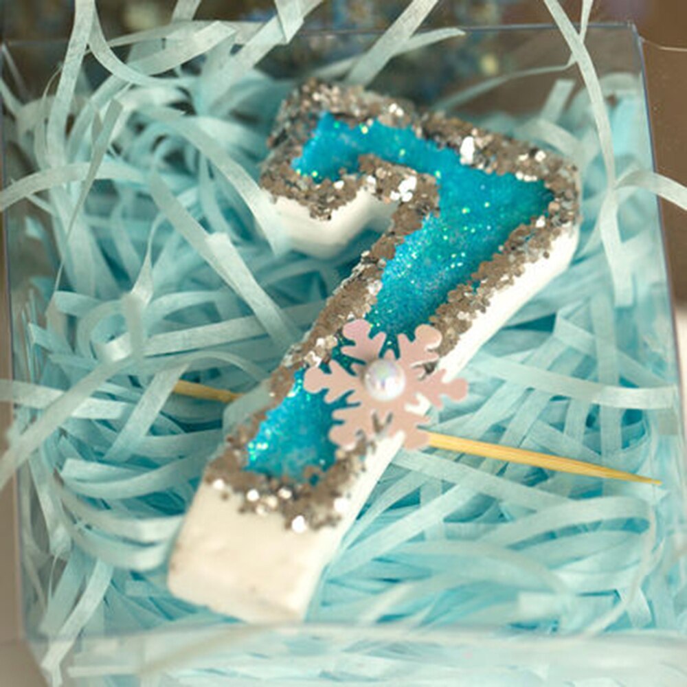 Blue Snowflake Number Happy Birthday Cake Toppers Cakes Decoration Tools Birthday Party Digital Cakes Dessert Cupcake Decor