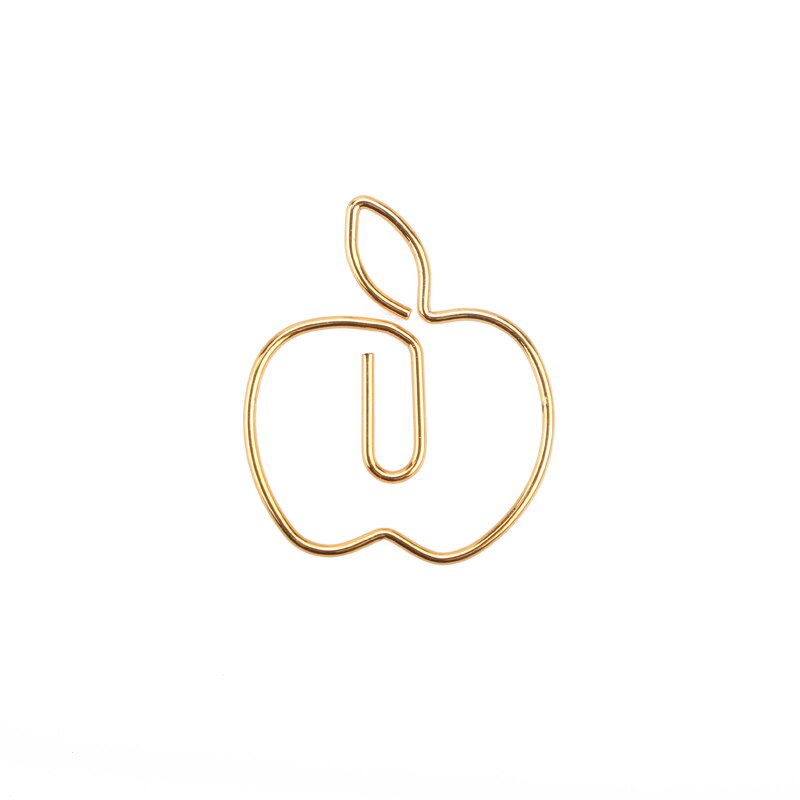 Gold Apple Paper clips Shaping Pin Special Shaped paper clip Metal Customization Paperclips Gold Paper Clips Decorative