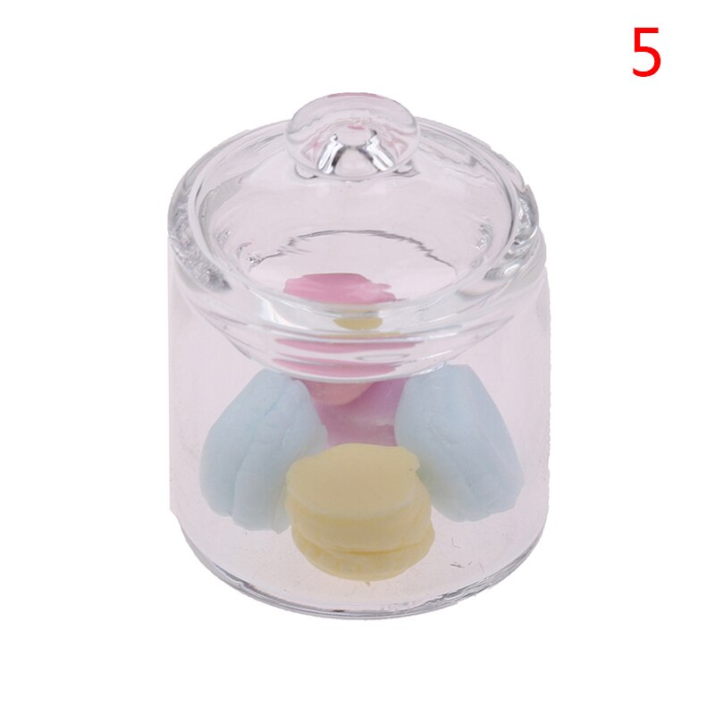 1/12 poppenhuis keuken heldere glazen pot opslagpot miniatuur hamburger speelgoed: A5