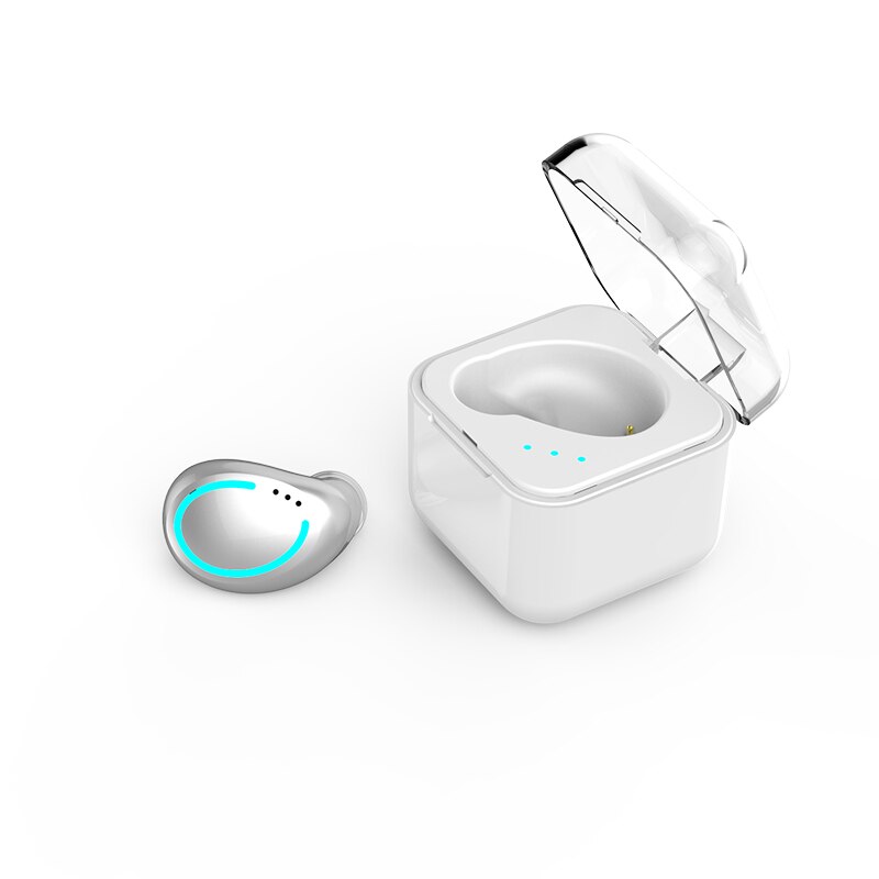 Single Ear Bluetooth Oortelefoon 5.0 In Oor Muziek Draadloze Oordopjes Sport Onzichtbare Oordopje Headset Een-Knop Stereo Oortelefoon: Zilver