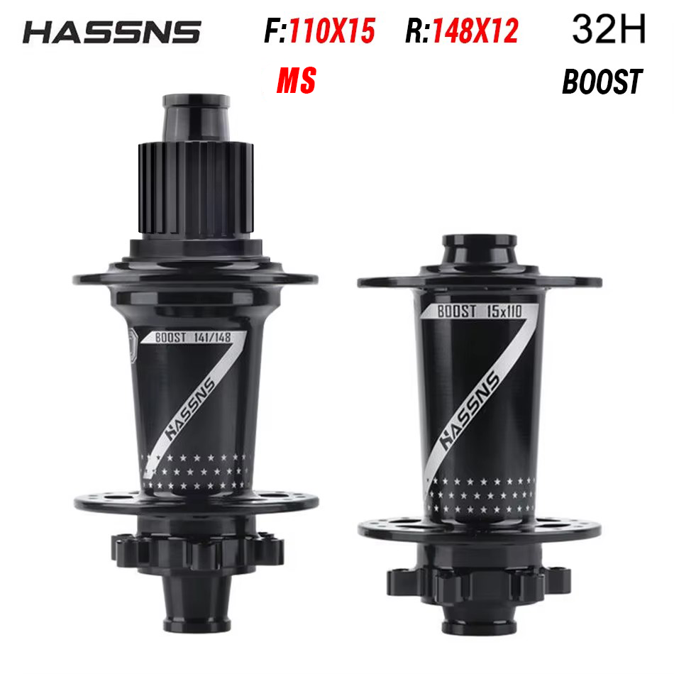 HASSNS PRO7 Eje pasante para bicicleta de montaña SHIMANO, 24/32 agujeros, radios j-bend, 12x142, HG/XD/MS, 4 piezas, rodamiento sellado: Chocolate