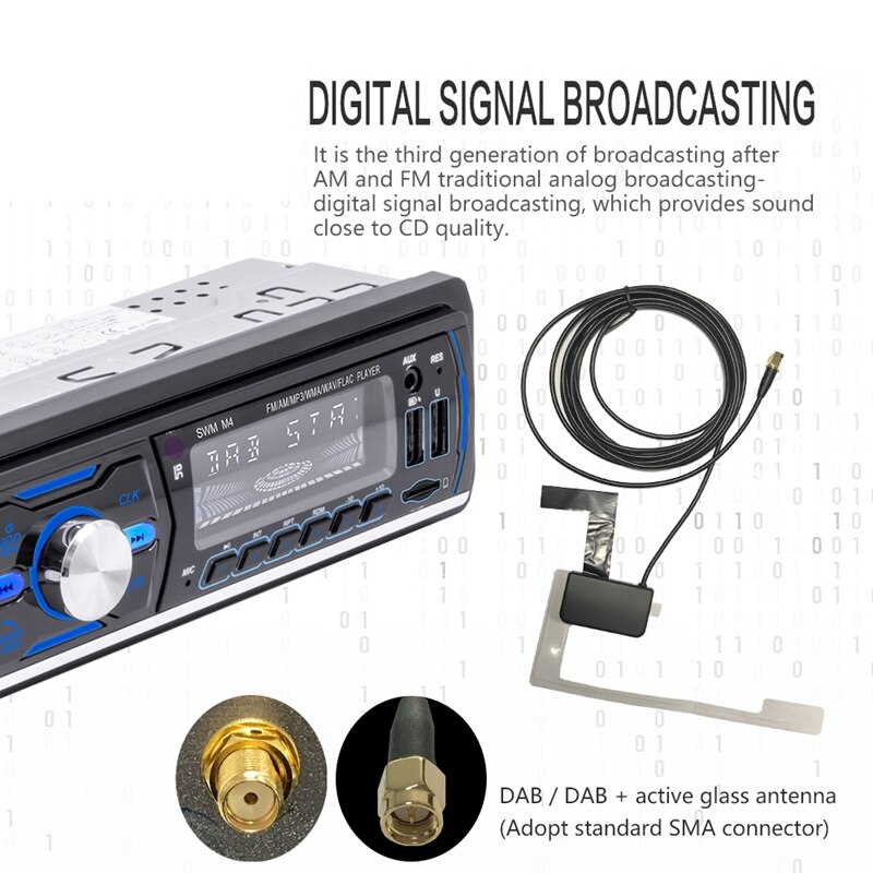 -Car MP3 Player, 1DIN Bluetooth Stereo USB AUX FM AM RDS DAB DAB+ Car Radio Receiver Multimedia o