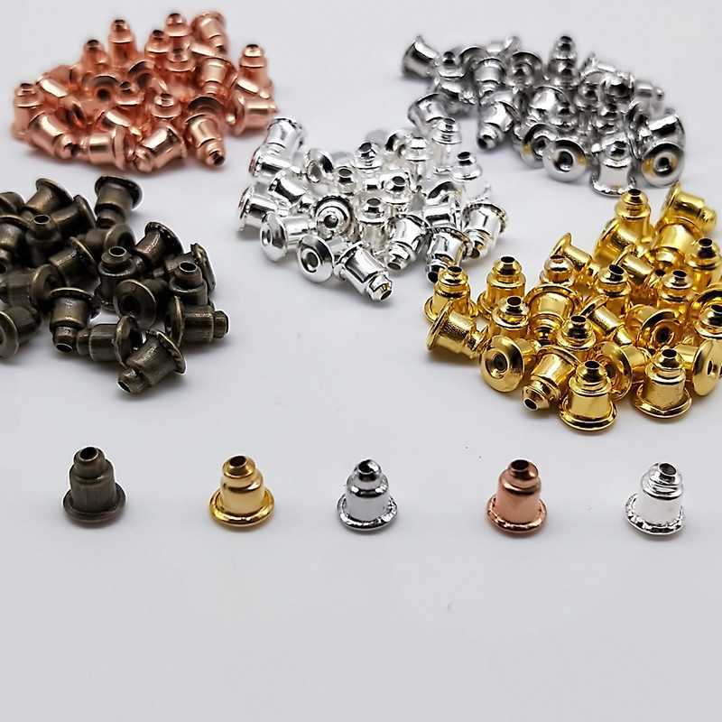 50/100 pièces pas cher résultats de bijoux en métal accessoires perles bouchons d'oreille écrous de poteau clair souple Silicone caoutchouc boucle d'oreille dos bouchon