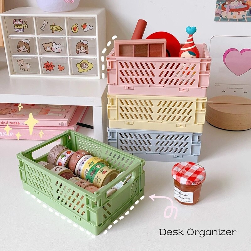 Küche Faltbare Kunststoff Lagerung Korb Spielzeug Kosmetik Lippenstift Schmuck Universal- Kasten Lagerung Korb Faltbare Kiste Veranstalter