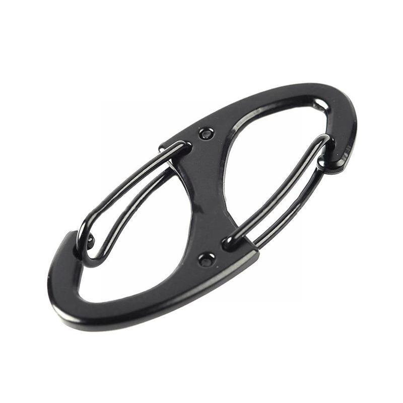 2/5/10pcs Aluminum Chain Clip Double Snap Hook Karabiner Snap Camping Hook Balck Ring B7i9