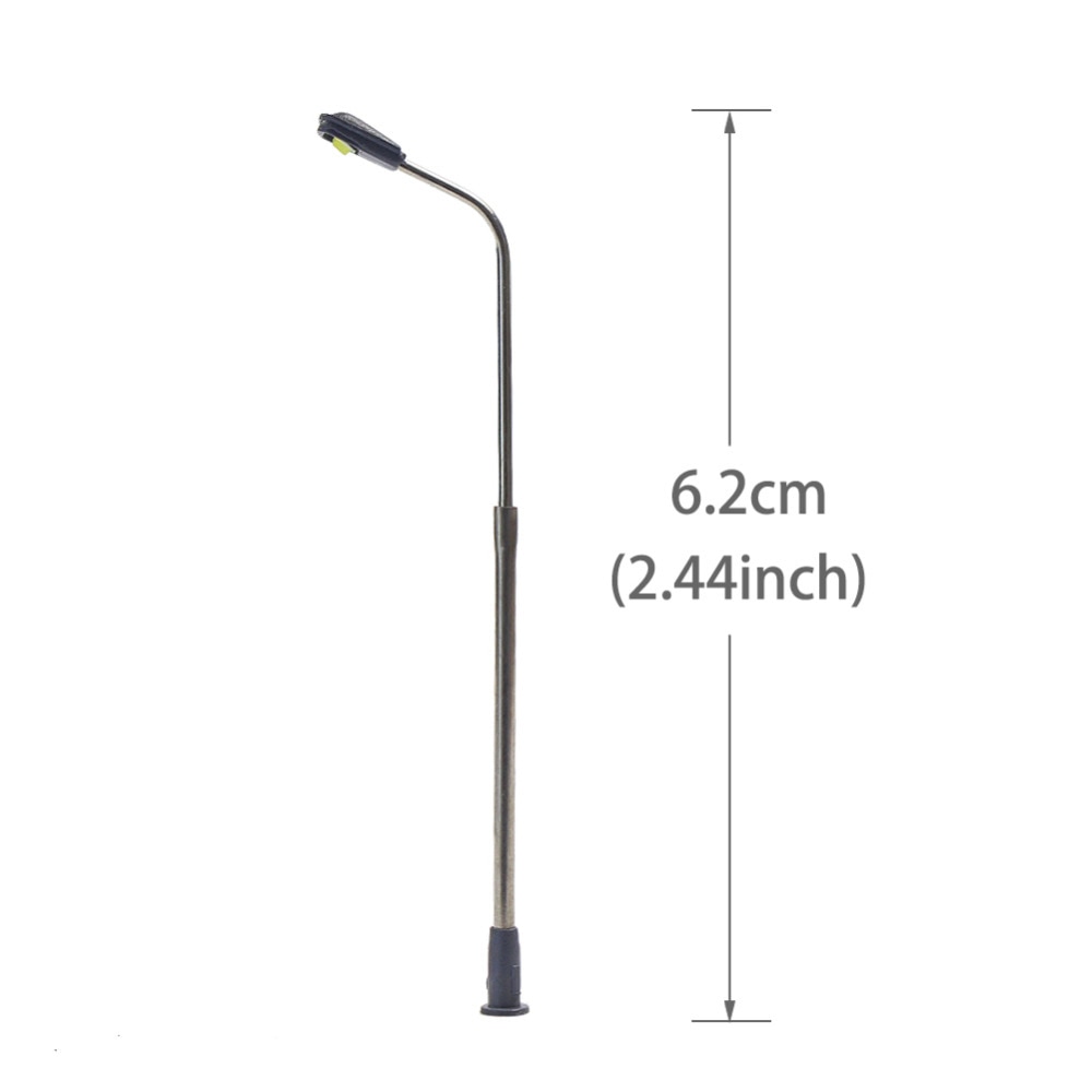 LQS06 10 stks Modelspoor Trein Lantaarnpaal Street Lights 1:150 N Schaal LEDs 6.2 cm Gratis Weerstanden Miniatuur architectonische
