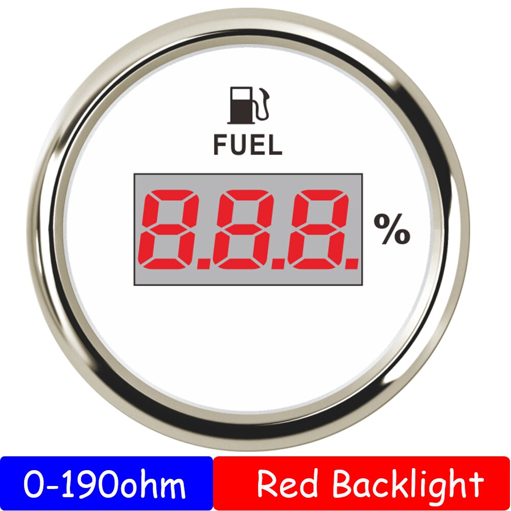 LED rojo 52mm indicador de nivel de combustible coche Metro 0-190 ohm 240-33ohm para del camión del coche del barco de RV de indicador de nivel de aceite LCD Display 9-32V: SW 0-190ohm