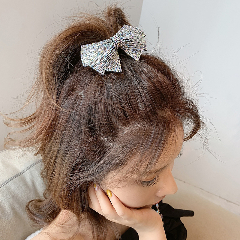 Voller Diamant Haarnadel Schleife Haarschmuck Damen High-End Haarnadel Luxus Strass Temperament Haarspangen High-End Promi-Stil