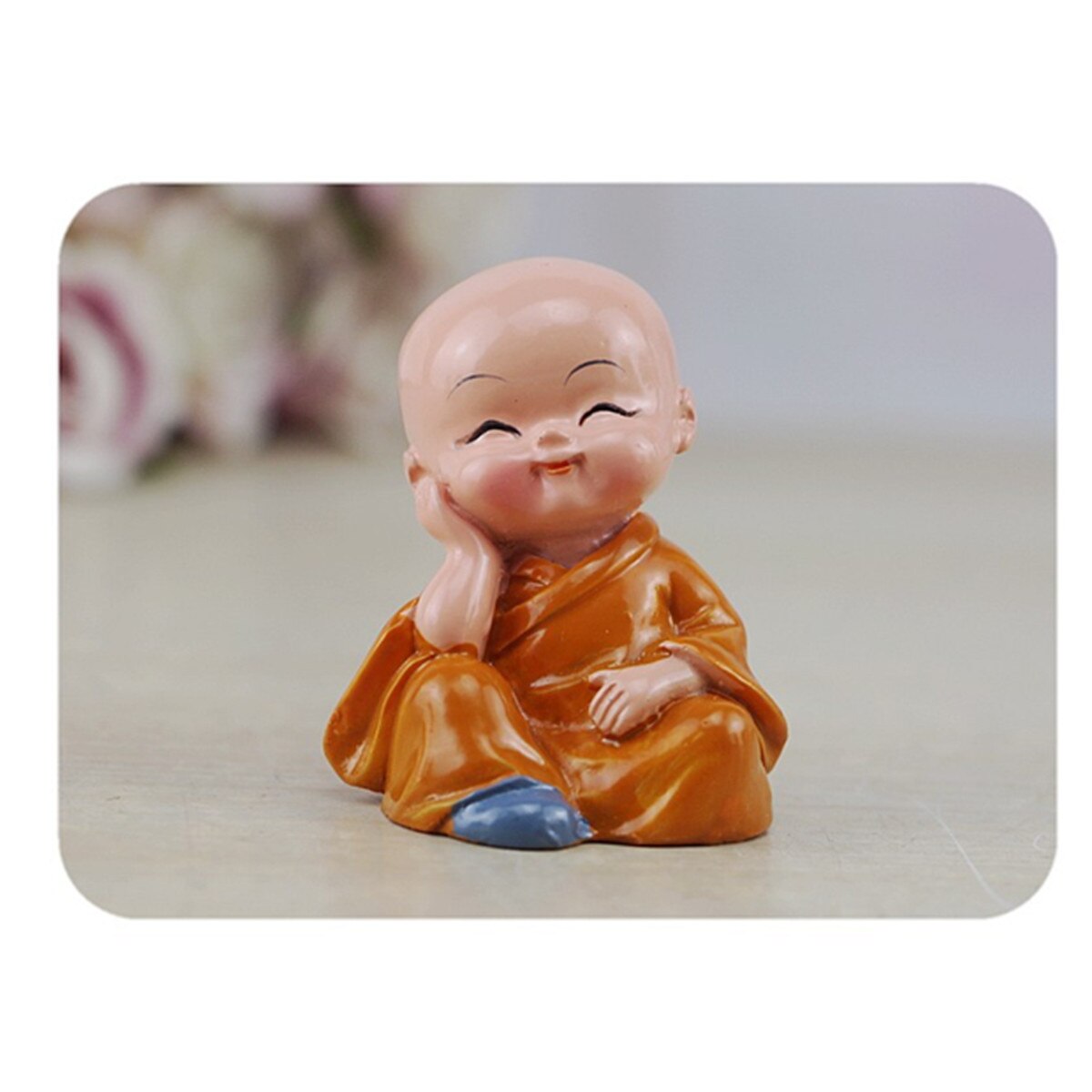 4 st/parti religiös ingen tala hör se tänk onda buddha munk statyer harts hantverk bil prydnader hemmakontor stationär dekoration