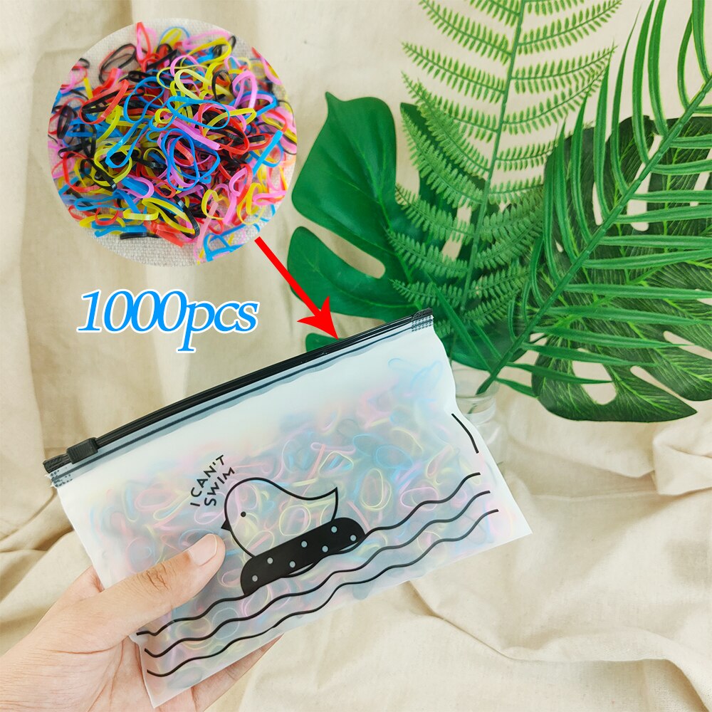 1000pcs/pack Transparent Hair Elastic Rope Rubber Band for Women Girls Bind Tie Ponytail Holder Accessories Hair Styling Tools: 1239-D-1
