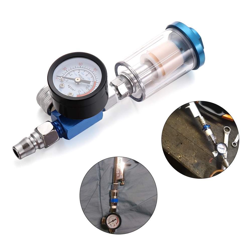 Sprøjtepistol luftmåler regulator mini airbrush trykregulator klart in-line værktøj vandlås filter 1/4 " gevind maling tilbehør