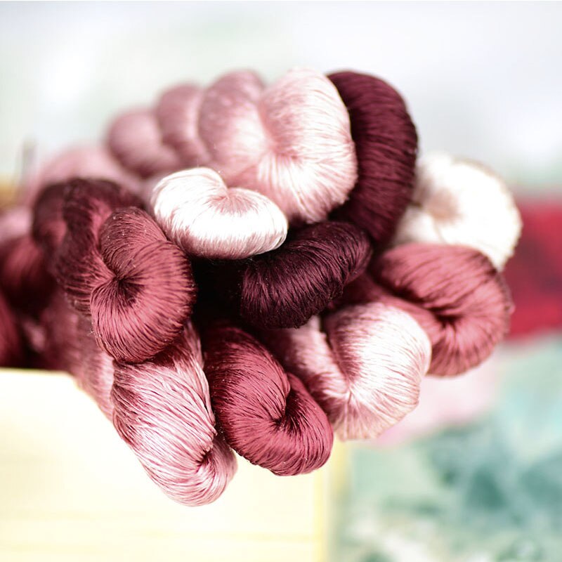1pcs 100% silk thread hand embroidery embroider cross stitch 400m silk embroidery thread brick red series 10 pure colors