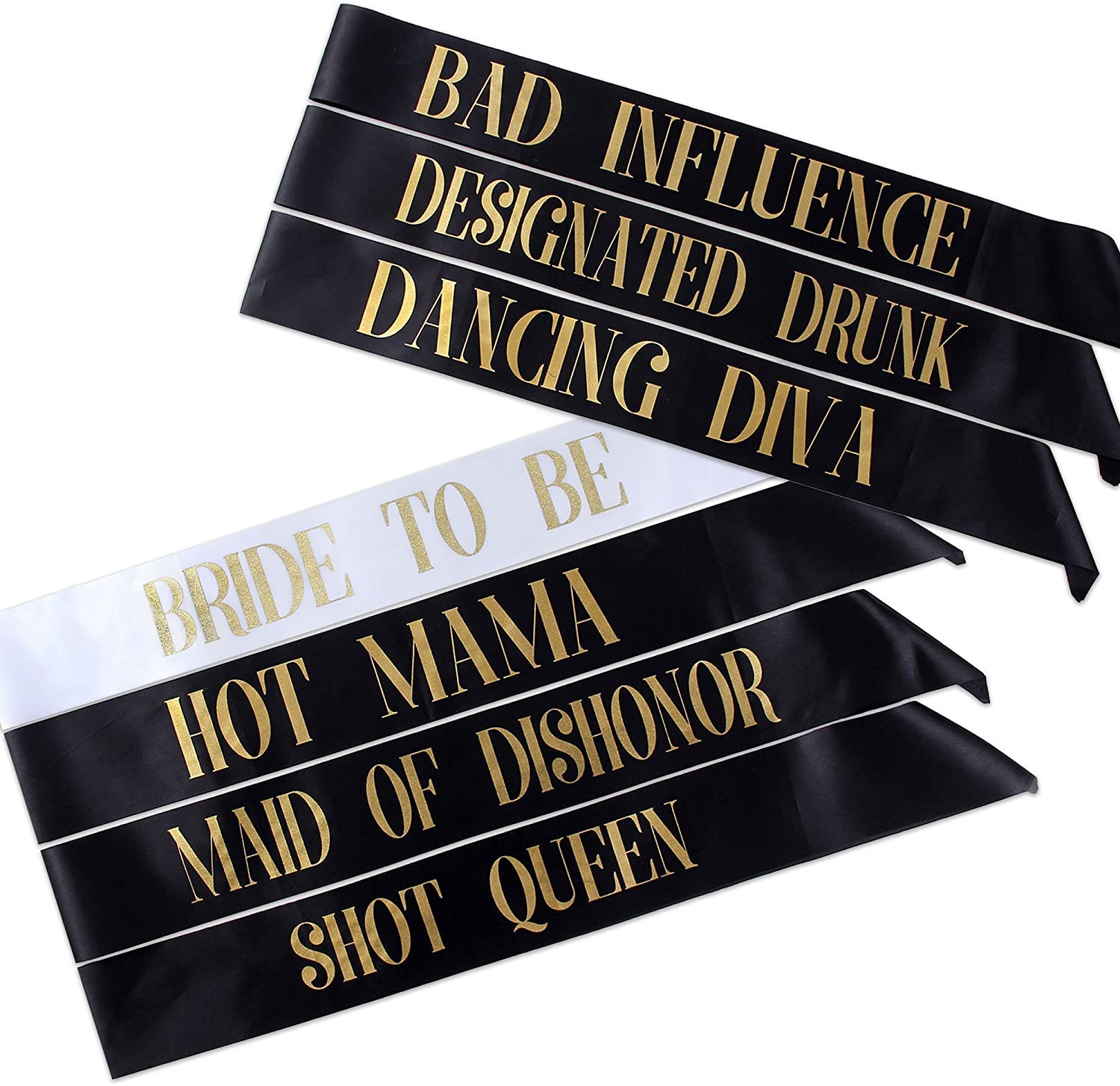 Bride To Be Team Bride Tribe Satin Ribbon Sash Set for Wedding Bachelorette Party Bridal Shower Hen Night Decoration Favor: Set of 7 capitalize