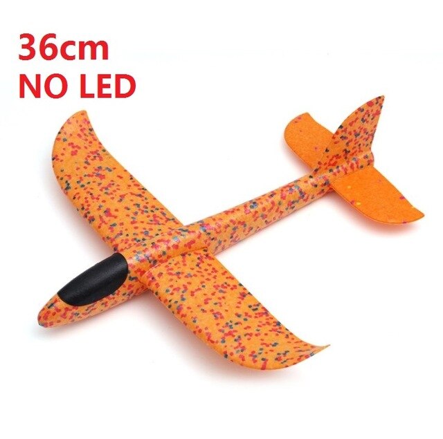 Schiuma aereo aliante bambini aeroplani lampade a Led modalità di volo aerei inerziali bambini lancio a mano all&#39;aperto giocattoli sportivi regalo: no LED 36cm yellow