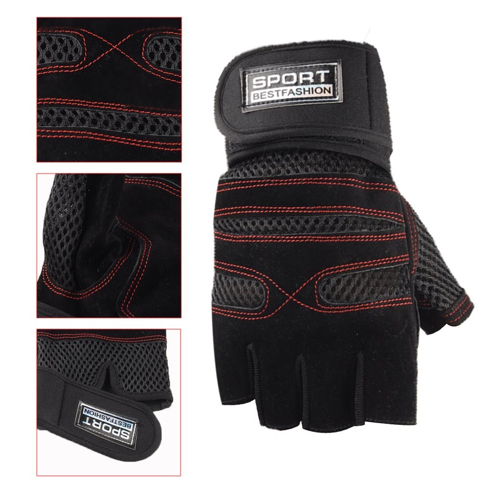 1 Paar Half Vinger Gym Handschoenen Antislip Ademend Voor Sport Fitness Training Gewichtheffen Zomer Rijden Polssteun bracer