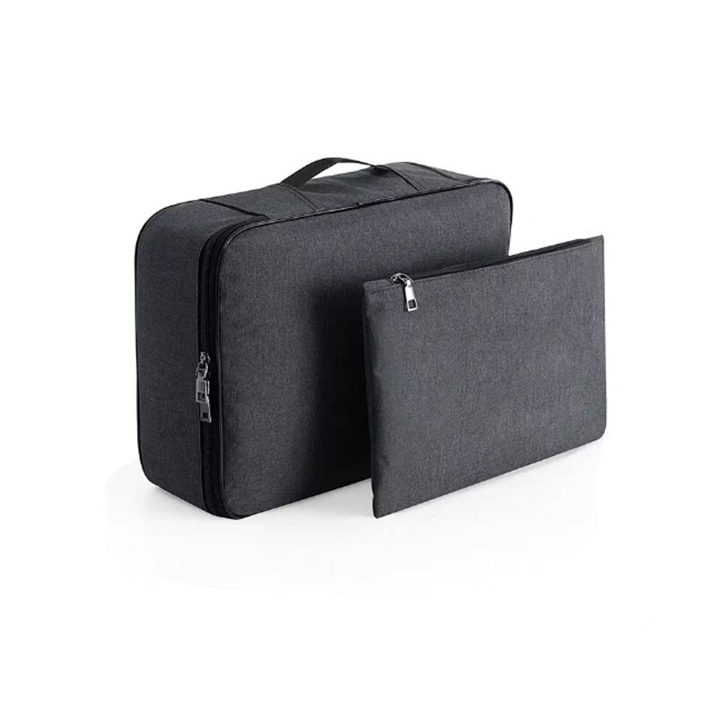 2Pcs Portable Large Packing Cubes Waterproof Hand Luggage Travel Organizer Bag Pouch Password Waterproof File Folder Duffle Bag: Black picture bag