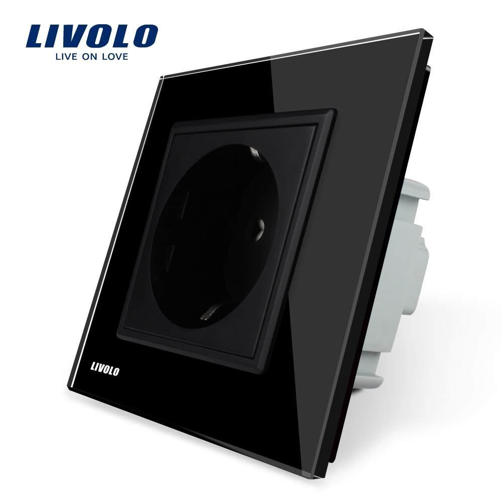 Livolo EU Standaard Stopcontact, Crystal Glass Panel, AC 110 ~ 250 V 16A Stopcontact zonder stekkers, 4 kleuren opties