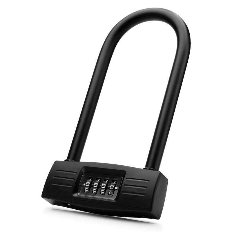Bicycles U Lock, Heavy Duty Bike Scooter Motorcycles Combination Lock Combo Gate Lock for Anti TheftBlack: Default Title