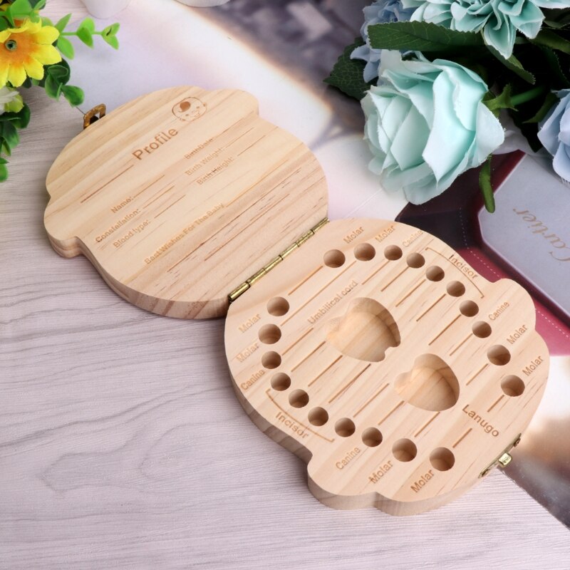 Tandendoos organizer voor kinderen, baby, melktanden, houten opbergdoos voor jongen en meisje