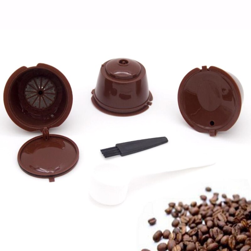 5pcs/set Reusable Coffee Capsule Filter Cup for Nescafe Dolce Gusto Refillable Caps Spoon Brush Filter Baskets Pod Taste Sweet: 1