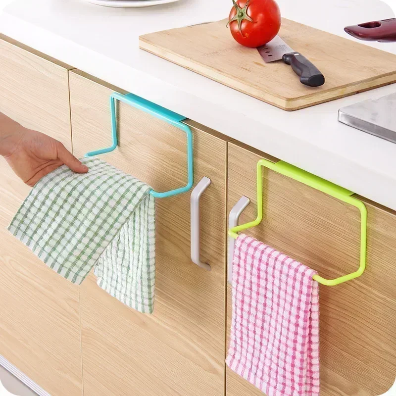 1 Stuk Handdoek Opbergrek Badkamer Keuken Plastic Handdoekrek Opknoping Houder Home Kast Deur Enkele Paal Handdoek Organizer Rack