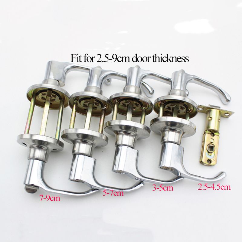 Stainless Steel Three-Bar Style Handle Door Lock Knob With Keys, Zinc Copper Alloy Universal For Interior Doors, Bedroom 방문손잡이
