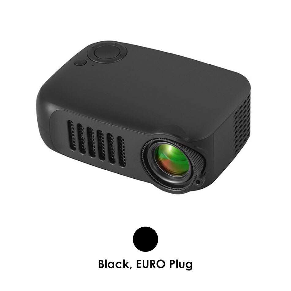 Mini proyector A2000 portátil y pantalla plegable para proyector, 320x240p, compatible con tarjeta Micro SD HDMI de 1080P con pantalla de 100/120 pulgadas: Black EU Plug