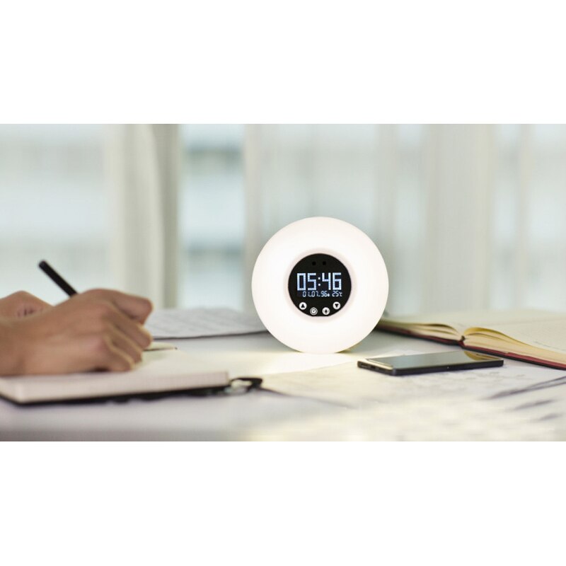 Zonsopgang Wakker Wekker LED Light Glimlach FM Radio Digitale Wekker Touch Sensor Ochtend Wakker Klok USB AAA Aangedreven: Default Title