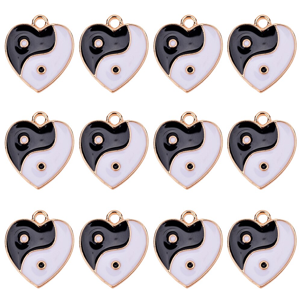 Mode Liefde Enamel Yin Yang Bagua Hanger 20 Stuks 15*18Mm Diy Ketting Armband Sleutelhanger Charm Voor handgemaakte Sieraden Ambachten: black 20Pcs