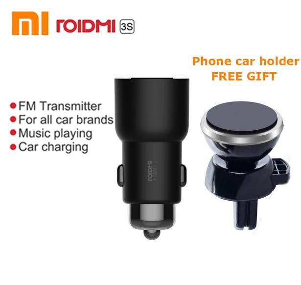 Xiaomi ROIDMI 3S MOJIETU Bluetooth 5V 3.4A Autolader Muziek MP3 Speler FM Xiaomi APP + Magnetische Auto houder voor smart telefoon: Charger with holder